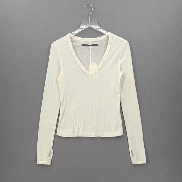 Enza Costa Tops - ENZA COSTA Cashmere Jersey New Classic V Neck Womens Small Cream Off White